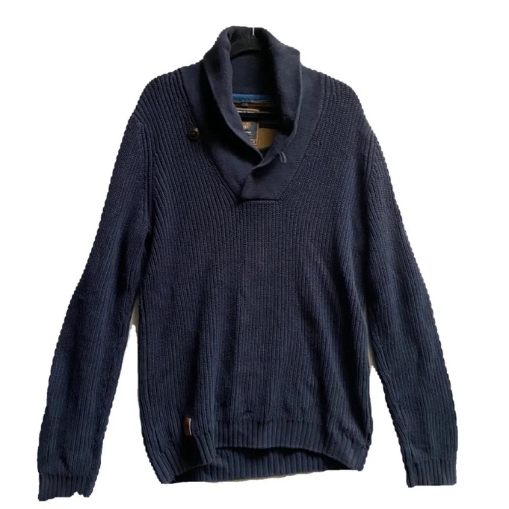 Point zero cowl v neck black  label chunky sweater Sz M